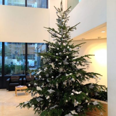 Office Christmas Tree 12ft White & Silver