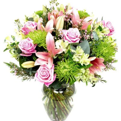 Mothers Day Flowers Pinks Lime Greens