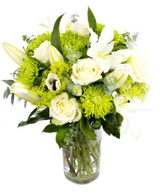 Elegant Bouquet - Whites, Lime Greens & Creams - Delivered