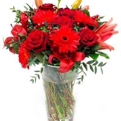 Mixed Red Flower Bouquet