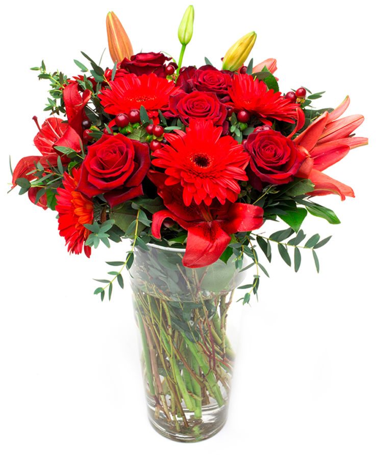 Mixed Red Flower Bouquet