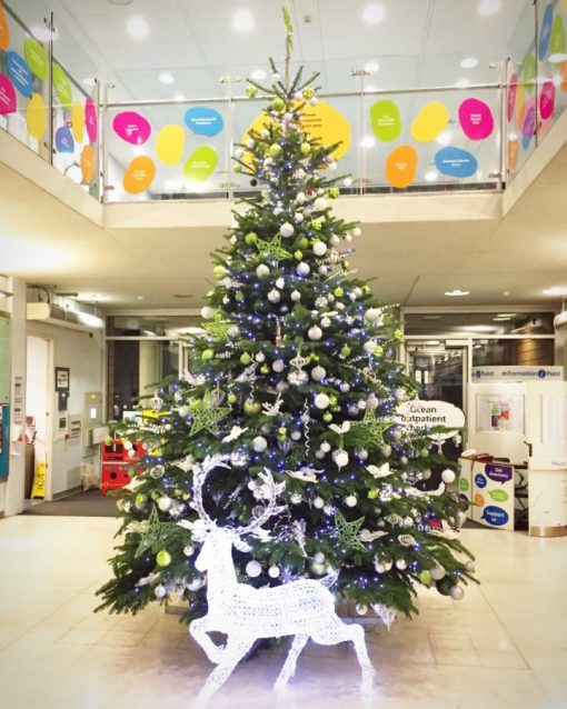 Office Christmas Tree - Decorated - Green, Purple & Silver