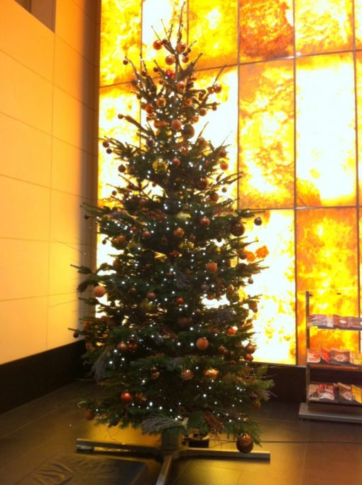 Office Christmas Tree - Decorated - Copper & Gold