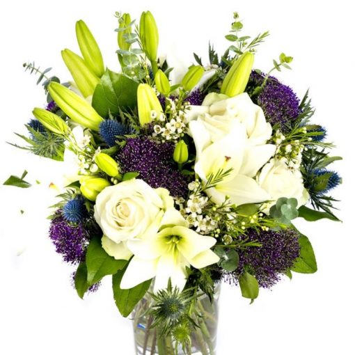 Roses & Lilies Bouquet - Blues & Creams