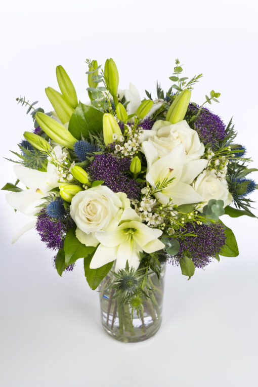 Roses & Lilies Bouquet - Blues & Creams - Image 2